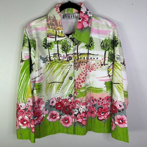 K-E-R-E-N hart Women's Floral/Outdoor Button Up Jacket Size M - Picture 1 of 5